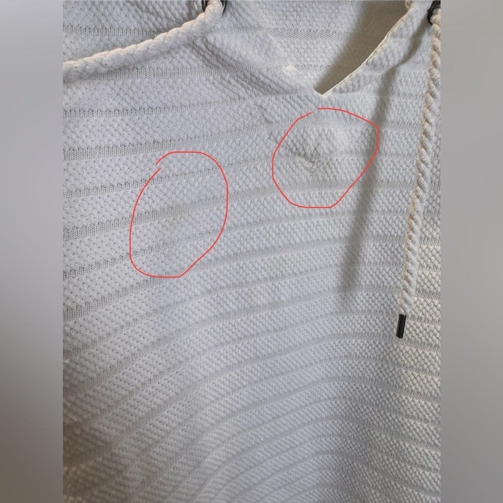 Talbots Cream Striped Hoodie Sweatshirt - Picture 3 of 9